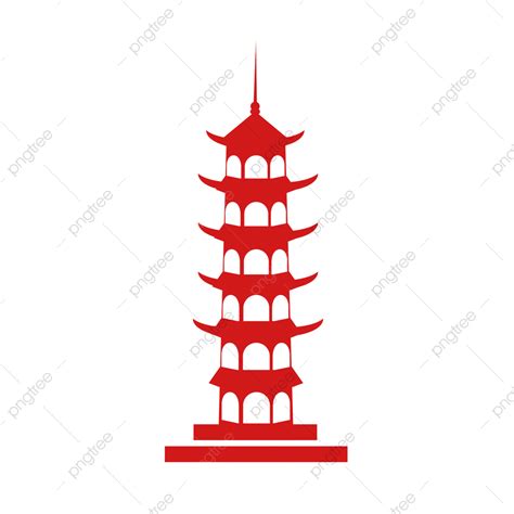 A Red Pagoda Is Free From Matting A Red Pagoda Free Cutout Red