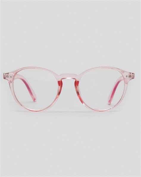 shop indie eyewear isla blue light glasses in crystal pink clear fast shipping and easy returns