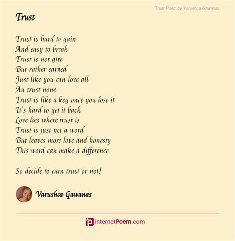 Trust Poem By Varushca Gawanas