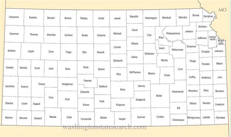 ♥ A Large Detailed Kansas State County Map