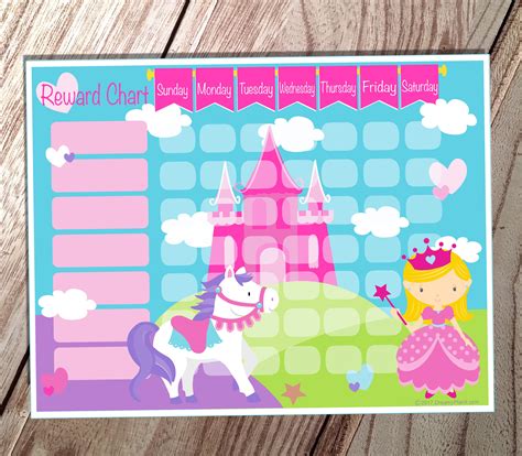 Kids Reward Chart Princess Instant Download Etsy