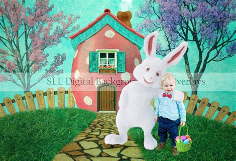 Easter Digital Background Easter Bunny Digital Backdrop Etsy
