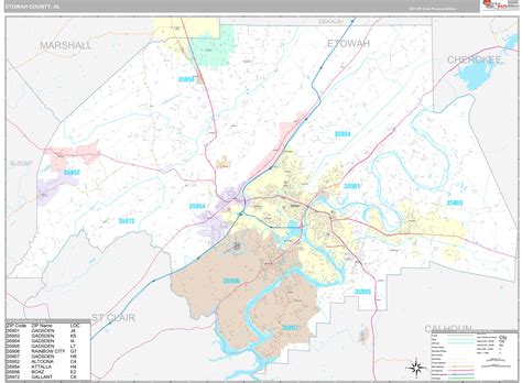 Etowah County, AL Wall Map Premium Style by MarketMAPS - MapSales.com