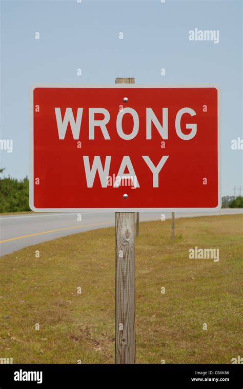 Wrong Way Sign Stock Photo Alamy