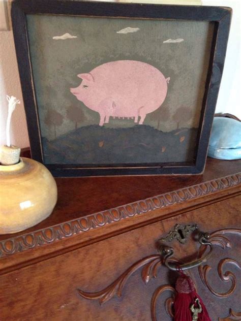 Hand Painted Folk Art Pig Framed By Rusticdesignsandart On Etsy