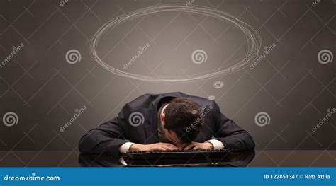 Businessman Sleeping And Dreaming At His Workplace Stock Image Image Of Hour Bored 122851347