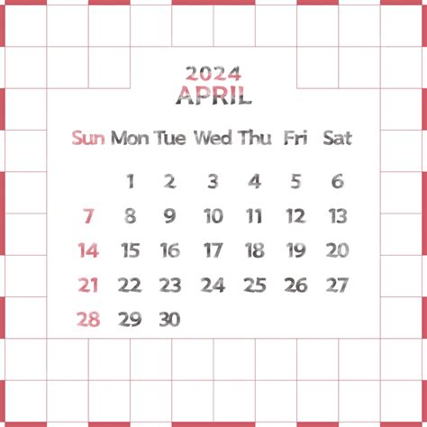 April Monthly Calendar April Calendar Calendar 24 Png Transparent
