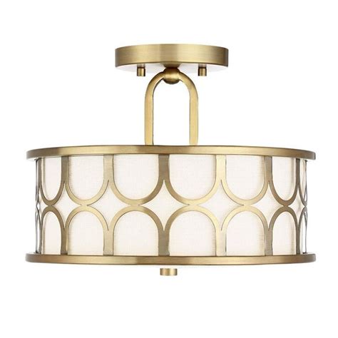 Sitting close to the ceiling, this downlight illuminates your space with urban flair. 13-in Natural Brass Transitional Incandescent Semi-flush ...