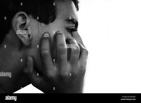 Black And White Face In Profile Contemplating Life Stock Photo Alamy