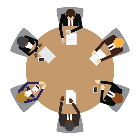 Premium Vector Business People Sitting On A Round Table Meeting