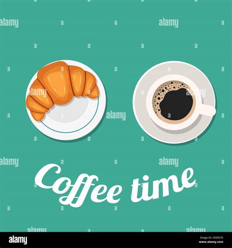 Coffee Break Time With Croissant Stock Vector Image And Art Alamy