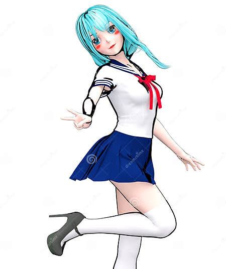 3d Japanese Anime Schoolgirl Stock Illustration Illustration Of Doll