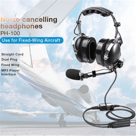 Aviation Noise Cancelling Pilot Earphone Helicopter Plug And Metal Rod