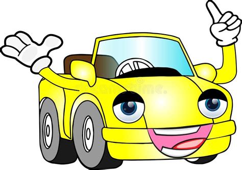 Funny Yellow Colored Cartoon Car Stock Illustration Illustration Of