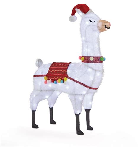 Canvas Whimsical Fluffy Llama Christmas Decorations 100 Cool White Led