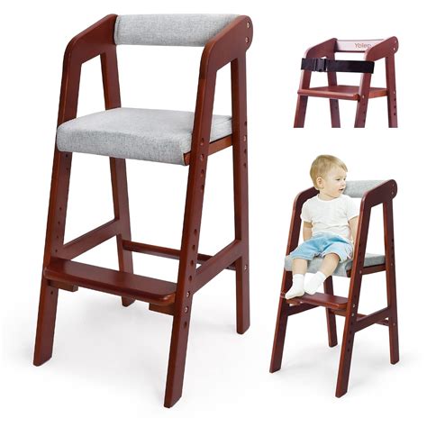 Wooden High Chair For Toddlers Adjustable Dining Feeding