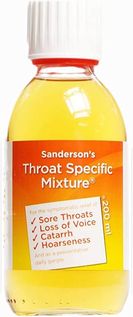 Sandersons Throat Specific Mixture Rinsegargle 200ml Uk