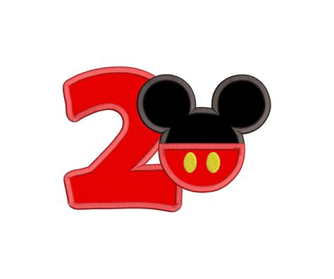 Mickey Mouse Birthday Number 2 Applique Design Etsy