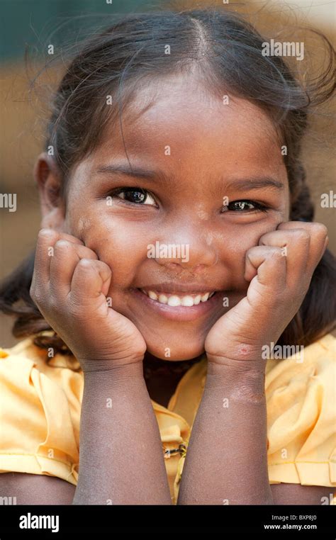 Smiling Happy Indian Village Girl Andhra Pradesh India Stock Photo