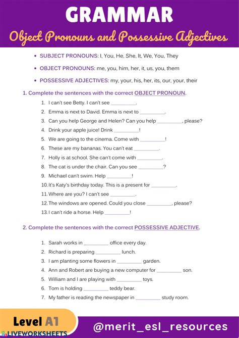 Possessive Adjectives And Pronouns Interactive Worksheet Posesivos En