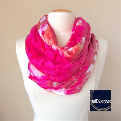 Women Pink Double Side Lace And Silk Infinity Scarf Bright Etsy