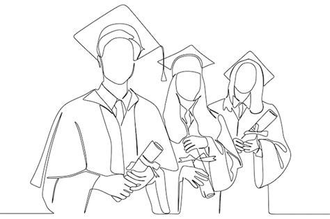 Premium Vector Continuous Line Drawing Of Young Students University