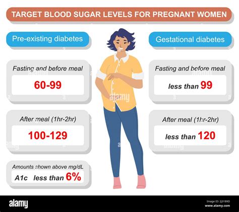 Nivel Objetivo De Azúcar En La Sangre Para El Vector De La Mujer Embarazada Diferente