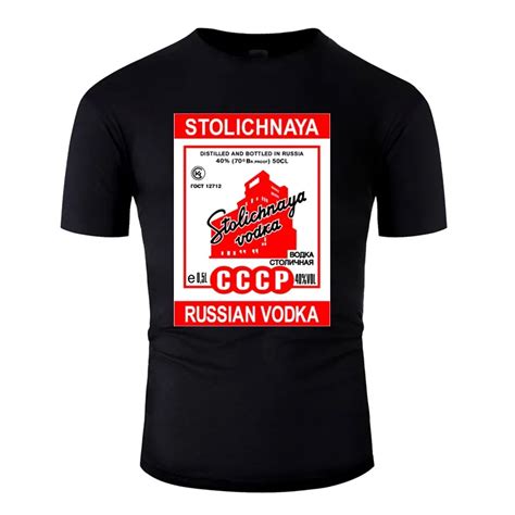 Vintage Stolichnaya Russian Vodka Ussr Tag Label Soviet Men Tshirt