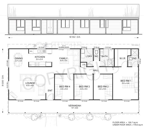 Gordon 4 Met Kit Homes 4 Bedroom Steel Frame Kit Home Floor Plan