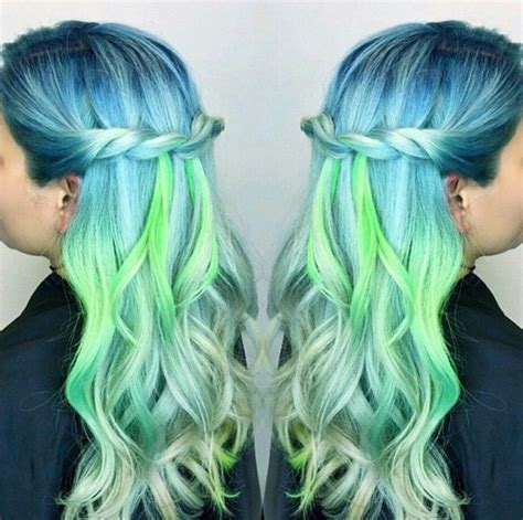 Blue Green Pastel Dyed Hair Color Bunte Haare Haarfarben Haare