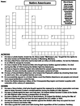 A native american chief puzzle in people jigsaw puzzles on thejigsawpuzzles.com. Native Americans Worksheet/ Crossword Puzzle by Science ...