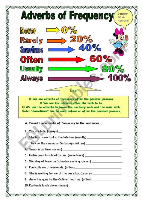 While adverb clauses are slightly more. Adverbs of frequency (23.02.09) - ESL worksheet by manuelanunes3