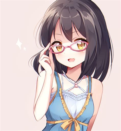 Black Hair Blush Dress Idolmaster Idolmaster Cinderella Girls Kamijou Haruna Megane Short Hair