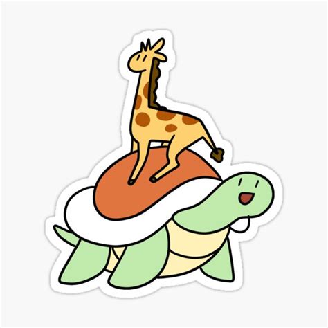 Tiny Giraffe And Turtle Sticker For Sale By Saradaboru Redbubble