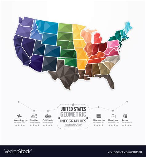 United States Map Infographic Template Geometric Vector Image