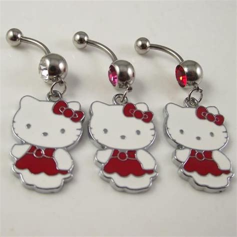 Belly Ring With Lovely Cat Hello Kittybody Piercing Jewelrynavel Ring
