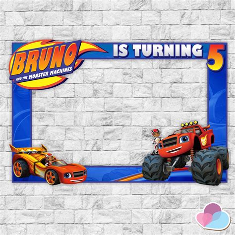 Blaze And The Monster Machines Photo Booth Frame Birthday Party Blaze