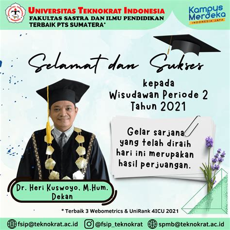 Selamat dan Sukses kepada Wisudawan Periode 2 Tahun 2021 – FSIP Teknokrat