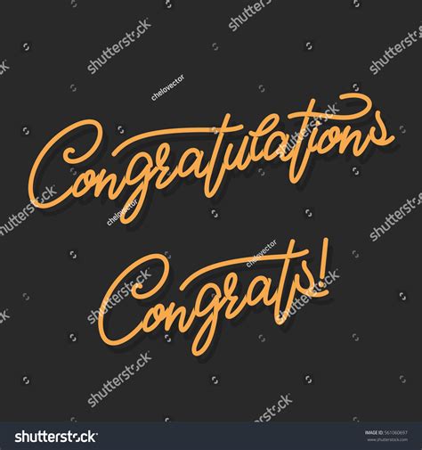 Congratulations Hand Lettering Illustration Calligraphic Greeting Stock