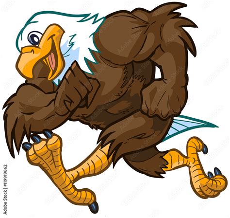 Vector Cartoon Bald Eagle Mascot Running Stock Vector Adobe Stock