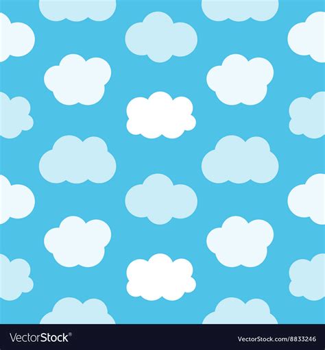 Flat Design Cute Blue Sky With Clouds Pattern Vector Image