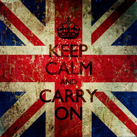 Square Keep Calm And Carry On Grunge Union Jack Art Print