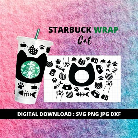 Full Wrap Starbucks Cat Cold Cup Svg Dyi Venti Cup Instant Etsy