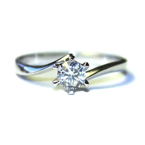 Curved Solitaire Diamond Promise Ring White Cubic Zirconia