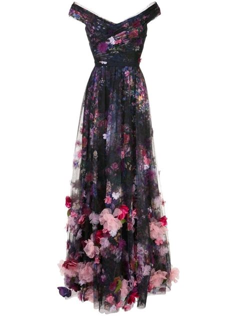 Floral Print Floor Length Gown Marchesa Fancy Dresses Fashion Dresses