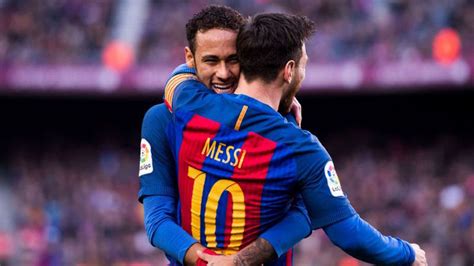 neymar hugging messi in fc barcelona neymar jr brazil and psg 2021