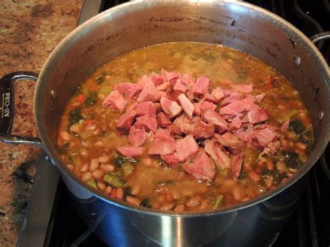 Hearty winter soup made with fresh veg, lentils and ham shank (ham hock). Pink Beans With Smoked Ham Shanks & Kale Recipe by Bob ...