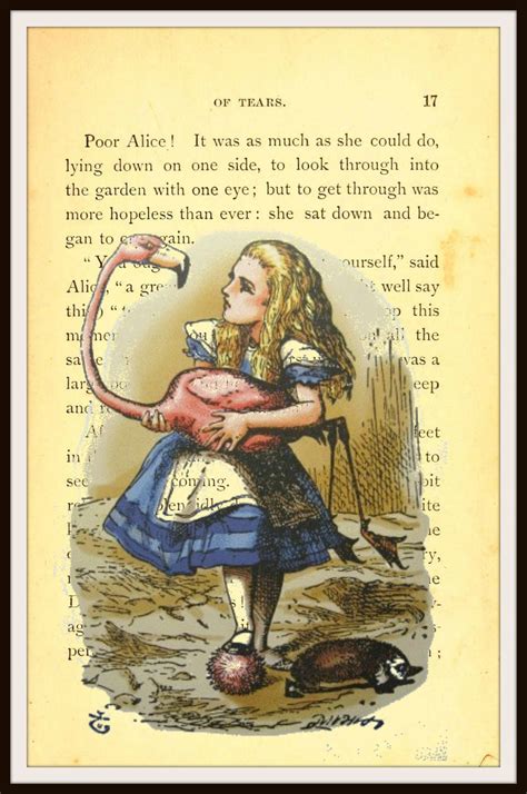 Alice In Wonderland Vintage Art Print With Original Book Page