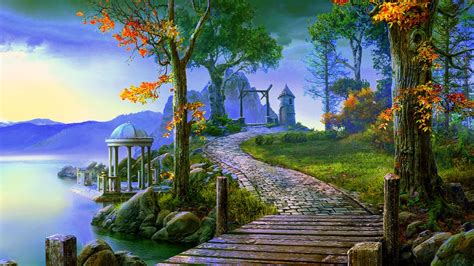 Fantasy Village In Autumn Hd Wallpaper Background Image 1920x1080