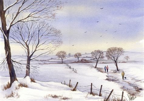 Snow Scene Watercolour Painting Canvas Art
